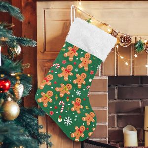 Chaussette de Noël Traditionnelle 2025 Brodé Père Noël Bonhomme de Neige Renne Doux 18 pouces Vert/Bleu Ciel/Beige Polyester Parfait - Product Image 4