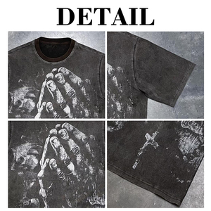 Camisetas de Hip Hop de Alta Calidad para Hombre, de Algodón Grueso, Hombros Caídos, Corte Cuadrado, Camiseta Corta, Camisetas Extra Grandes con Gráficos Personalizados - Product Image 6