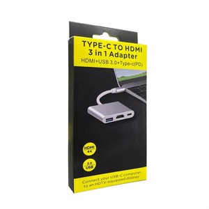 Adaptateur de concentrateur <span class=keywords><strong>USB</strong></span> <span class=keywords><strong>C</strong></span> en alliage d'aluminium 3-en-1 de type <span class=keywords><strong>C</strong></span> vers <span class=keywords><strong>c</strong></span>âble convertisseur HDTV + USB3.0 + PD en stock - Product Image 5