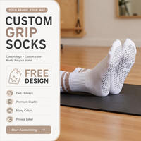 Chaussettes de Pilates antidérapantes personnalisables pour femmes, mi-mollet, avec logo tricoté, pour yoga et fitness