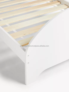 Cama individual minimalista para niños, marco blanco, diseño moderno, muebles contemporáneos para niños, decoración de interiores - Product Image 5