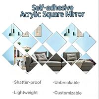 Vente en gros de miroirs acryliques autocollants carrés 10x10cm, sans cadre, modernes, incassables, légers, pour la décoration murale de la maison et la location