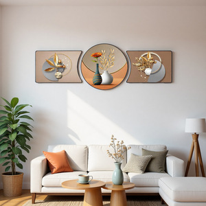 Peinture décorative murale triptyque <span class=keywords><strong>ShanYu</strong></span> pour salon, haut de gamme, moderne et simple, motif animal, nature morte imprimée, cadre en PVC doré - Product Image 2