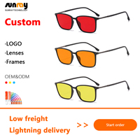 Lunettes anti-lumière bleue Sunray Classic à motif géométrique pour étudiants, pour la lecture et les cours en ligne, verres PC, monture intégrale, légères, durables, unisexes