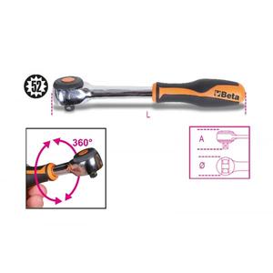 Trinquete reversible BETA - 009200926 1/2 ''con mango giratorio y mecanismo de 52 dientes-EAN 8014230755700 RATCHETS 1/2" - Product Image 1
