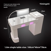 Table de manucure professionnelle haut de gamme avec aspirateur haute puissance et lampe UV, finition marbre crème, ensemble complet, couleur blanche