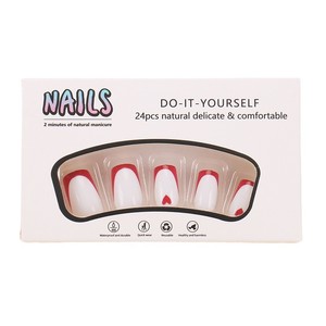 My Seven Days BZ1643 Faux ongles à coller, style French à bord rouge et motif cœur, pour le commerce transfrontalier, vente chaude - Product Image 5