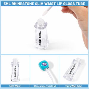 Tube de brillant à lèvres <span class=keywords><strong>en</strong></span> plastique transparent avec couvercle <span class=keywords><strong>en</strong></span> forme de pierre précieuse irrégulière, flacon de gloss à lèvres avec pinceau, emballage de maquillage à marque privée - Product Image 4