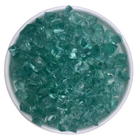 Vente en gros d'usine de morceaux de verre bleu turquoise broyé, pierres de verre irrégulières hautement transparentes pour aménagement d'aquarium CN/FUJ