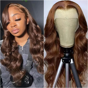 Perruque sans colle marron chocolat 7x5 avec dentelle frontale, cheveux humains pré-coupés, sans colle, pré-épilée, ligne de cheveux naturelle, facile à porter - Product Image 5