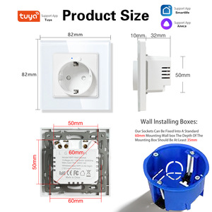 Prise murale intelligente WiFi, contrôle par application Tuya, 20A, verre trempé, 2 broches, avec mesure de la consommation d'énergie, télécommande, compatible <span class=keywords><strong>Smart</strong></span> Life Alexa - Product Image 6