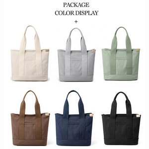 กระเป๋าผ้าแคนวาสแบบมีซิปด้านในกระเป๋าช้อปปิ้งทำจากผ้าใบธรรมชาติ - Product Image 6