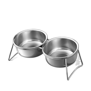 Double bol en acier inoxydable pour nourriture et eau pour chien et chat, anti-renversement, utilisation en intérieur - Product Image 2