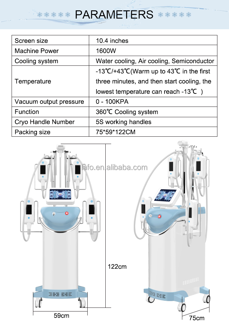 Professional stationary 360 Cool system Cryolipolysis Weight Loss Cryo Double Chin Removal Machine LF-245B