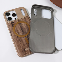Funda de Teléfono con Textura de Madera y Cuero, Personalizable con Logotipo, Carga Inalámbrica Magnética, para iPhone 17 Pro Max 16 15 14, Venta al Por Mayor