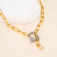 NOUVEAU Collier à clip épais style bohème motif sabot de cheval couleurs mélangées Dazan HOT Plaqué or 18 carats Acier inoxydable inaltérable Bijoux Saint-Valentin