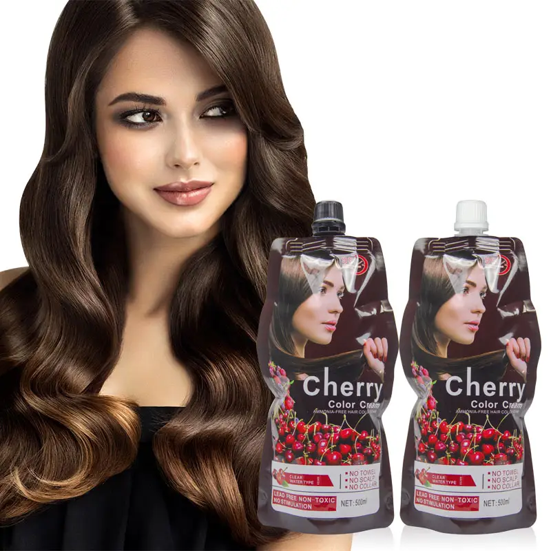 MOKERU Fast Dyeing Cherry Hair Color Cream 5 mins to color Fruit fragrance black hair dye shampoo accept OEM/ODM