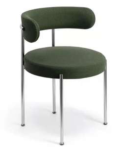 Chaises de salle à manger en velours en acier inoxydable de style crème avec dossier - Design contemporain pour la détente à la maison - Product Image 4