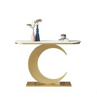 Console murale étroite en métal, style moderne et minimaliste, avec accents dorés, pour couloir, table d'appoint, meuble d'entrée