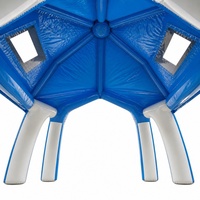 Tente araignée gonflable blanche et bleue pour fêtes au bord de la piscine et jeux aquatiques