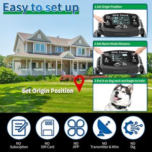 Collier électrique sans fil GPS pour chien, portée de 6561 pieds, étanche, pour l'entraînement en extérieur, en nylon noir - Product Image 6