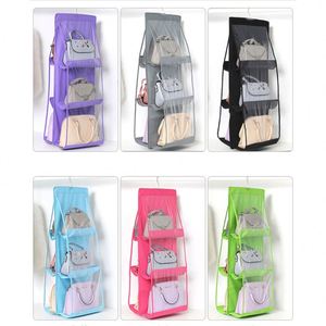 The Best Hanging Purse Organizer Handbag Organizer Homewares Nonwoven 6 Pockets Hanging Closet Storage Bag for Closet - Product Image 5