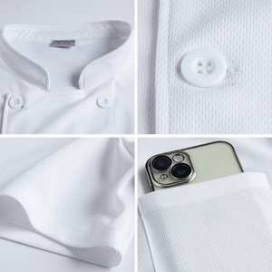 Abbigliamento da Chef di Alta Gamma, Uniforme da <span class=keywords><strong>Cuoco</strong></span> Personalizzata a Doppio Petto con Maniche Corte, Logo Stampato o Ricamato, Uniforme da Lavoro per Hotel - Product Image 2