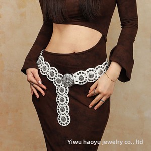 ウエスタンカウボーイスタイルの女性用ウエストチェーン、装飾ドレス用、ユーロアメリカンヴィンテージ、頑丈な丸型ワイドベルト - Product Image 3