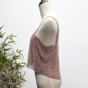 Sexy scintillante senza schienale misto <span class=keywords><strong>rosa</strong></span> Party Club di cristallo con strass <span class=keywords><strong>canotta</strong></span> da <span class=keywords><strong>donna</strong></span> - Product Image 3