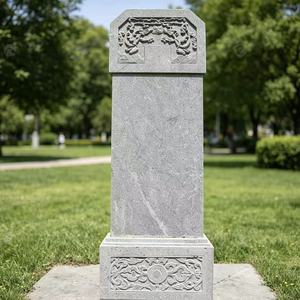 <span class=keywords><strong>Stèle</strong></span> commémorative en <span class=keywords><strong>pierre</strong></span> grise naturelle, <span class=keywords><strong>pierre</strong></span> <span class=keywords><strong>tombale</strong></span> sculptée à la main avec motifs - Product Image 4