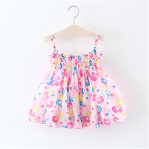 Wholesale Boutique Children Clothing Seersucker Girls Dance Inflatable Cartoon Dress Fringe for Summer - Product Image 3