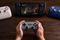Mando de Juego con Cable 8BitDo Pro 3, Joysticks TMR, Botones Traseros Profesionales Intercambiables, Botones ABXY, Mando Inalámbrico de 2.4GHz con Base de Carga