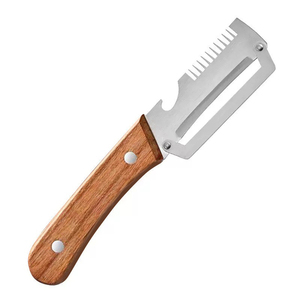 3-in-1 Multi-Function Stainless Steel Peeler Wooden Handle Manual Heavy-Duty Reusable Fruit Vegetable Tool Potato Scraper Bottle - Product Image 1