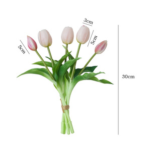 Ramo de Tulipanes de Goma Suave, Flores Artificiales de 5 Cabezas, Alta Simulación, Decoración del Hogar, Accesorios para Bodas - Product Image 5