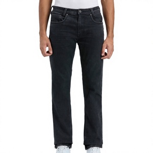 Jean en denim fin extensible bleu pour homme, coupe droite décontractée, taille mi-haute, broderie, grandes tailles, vente en gros OEM - Collection été Bruce&Shark - Product Image 3