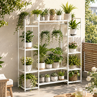 Support à plantes en métal pour l'intérieur et l'extérieur, étagère à plantes à plusieurs niveaux pour plusieurs plantes, étagère à fleurs de jardin pour le salon, le patio, l'angle