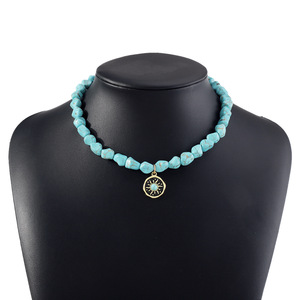 Collares de Cuentas de Turquesa Irregulares al por Mayor con Colgantes de Sol Esmaltados, Cadena de Eslabones, Pedidos Personalizables al por Mayor para Pequeñas Empresas - Product Image 5