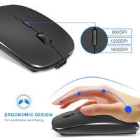 Draadloze muis met eigen logo, oplaadbaar, dun, stil, 2.4G, draagbaar, optische kantoormuis met USB