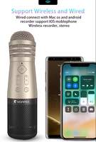 Microphone à condensateur sans fil portable, haut-parleur karaoké, réduction du bruit, léger, lumières LED pour karaoké, YouTube, podcast