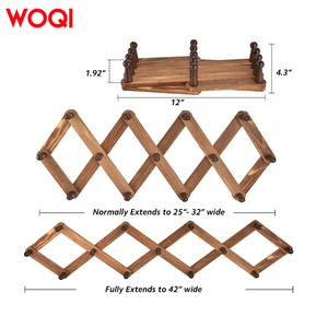 WOQI Cheville en accordéon extensible murale en bois marron Porte-manteau et chapeau en bois réglable pour sacs, foulards, câbles d'alimentation - Product Image 4
