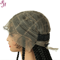 Perruque tressée sans nœuds FH de 40 pouces, sans colle, avec double dentelle complète et base carrée, avec cheveux de bébé, pour femmes noires