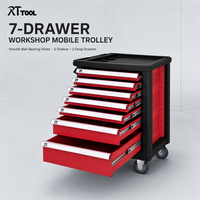 Coffre à outils mobile RTTOOL à 7 tiroirs, armoire métallique avec casier latéral pour atelier automobile