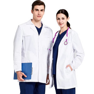 Camisetas blancas para laboratorio dental, camisetas tipo bata, ropa de trabajo, camiseta de hospital, uniforme, camiseta de manga larga de tela tejida - Product Image 1