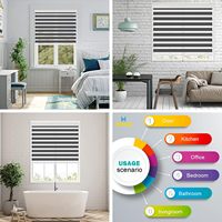 Persianas Zebra para Ventanas, Persianas Enrollables Opacas Inalámbricas de Tamaño Personalizado, Persianas de Doble Capa Transparentes para Día y Noche