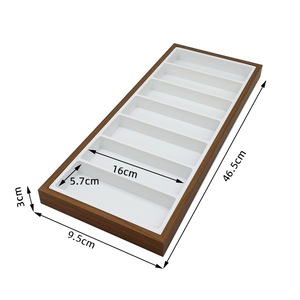 Moderno expositor de gafas de sol de madera con 7 ranuras, organizador apilable <span class=keywords><strong>para</strong></span> gafas, <span class=keywords><strong>para</strong></span> cajón de tienda boutique, interior blanco y gris - Product Image 4