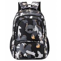 Mochila Escolar de Gran Capacidad con Diseño Geométrico, Impermeable, de Nailon y Poliéster, con Cierre y Armazón Exterior, para Estudiantes de Secundaria