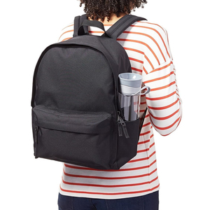 Sacs à dos vintage antivol unisexes noirs en polyester pour l'école, les étudiants et les adolescents, avec poches latérales, porte-bouteille et fermeture éclair - Product Image 3
