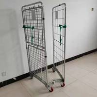 Chariot de transport pliant robuste en treillis métallique à 4 roues pour entrepôt et buanderie