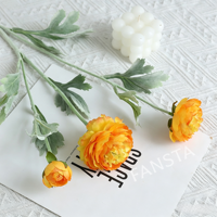 3 Têtes de Fleurs Artificielles en Soie Floquée, Ranunculus et Pivoines Réalistes Style Nordique, pour Décoration Florale Mariage, Maison, Événements et DIY