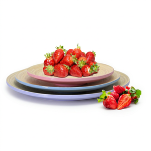 Assiette en bambou filé écologique lavable, design sur pied, diamètre 10 pouces, en gros, en stock, pour cadeaux et emballages cadeaux - Product Image 1